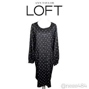 Ann Taylor Loft NWT Black White Polka Dot Long Sleeve Dress Women's‎ Plus 20W